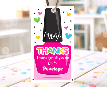 Editable Nail Polish Appreciation Gift Tag, Printable Mani Thanks Teacher Staff Favor Tag, Editable Manicure Thank You Tag, Instant Download