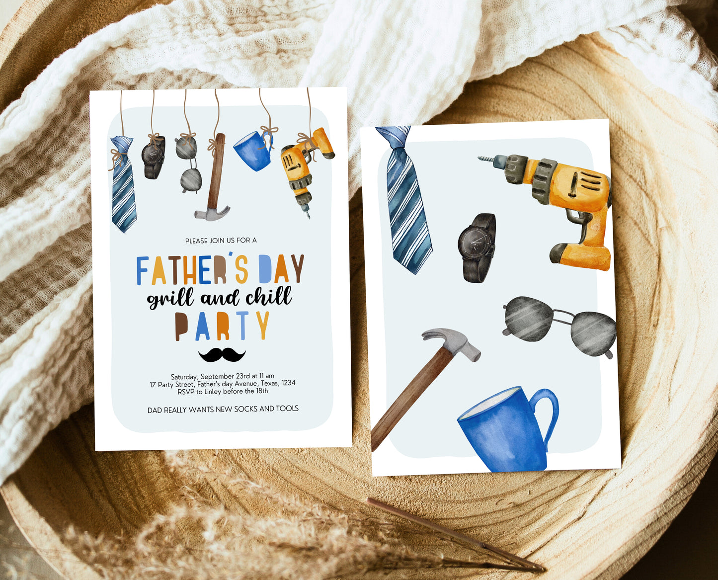 Editable Father's Day Invitation, Printable Minimalist Fathers Day Invitation, Fathers Day BBQ Invite, Father's Day Invite, Instant Download