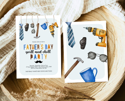 Editable Father's Day Invitation, Printable Minimalist Fathers Day Invitation, Fathers Day BBQ Invite, Father's Day Invite, Instant Download