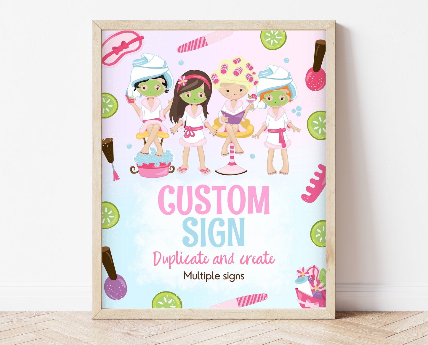 Editable Spa Party Birthday Custom Sign, Glamour Party Poster, Spa Birthday Decor, Pink Spa Party Custom Banner, Printable Download, GBP10