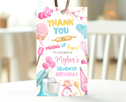 Editable Custom Birthday Favor Tag Fully Editable Kids Cooking Party Thank You Tag Chef Party Label Pink Baking Party Gift Tag Instant Download GBP50