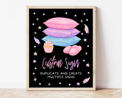 Editable Slumber Party Table Sign Custom Spa Sleepover Glamping Theme Pink Tween Teen Printable Signage Template Instant Download GBP53