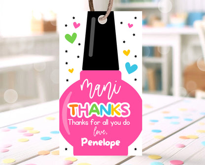 Editable Nail Polish Appreciation Gift Tag, Printable Mani Thanks Teacher Staff Favor Tag, Editable Manicure Thank You Tag, Instant Download