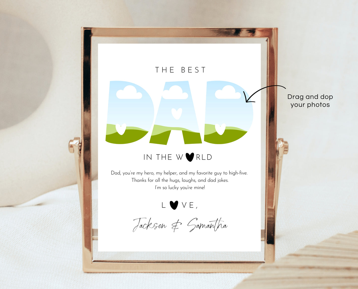 Editable Modern Father's Day Photo Sign, Printable Minimalist Father's Day Sign, Fathers Day Gift Sign, Happy Father's Day, Instant Download