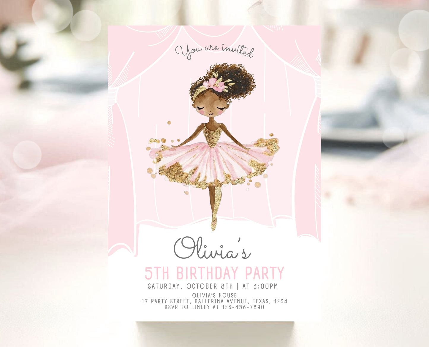 Editable Ballerina Birthday Invitation, Pink Ballet Birthday Invite, Ballet Dancer Party, Printable Ballet Invite, Instant Download, GBP49