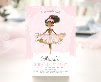 Editable Ballerina Birthday Invitation, Pink Ballet Birthday Invite, Ballet Dancer Party, Printable Ballet Invite, Instant Download, GBP49