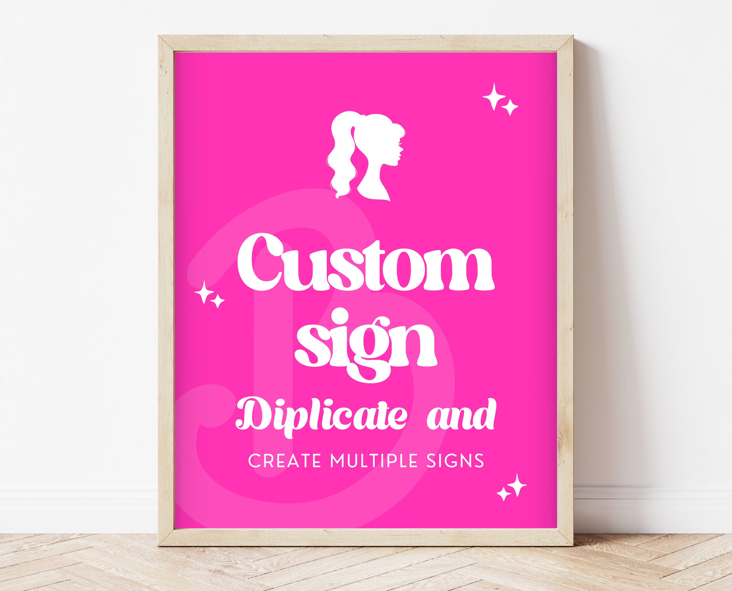Editable Pink Doll Birthday Custom Sign, Girl Glam Doll Birthday Decorations, Hot Pink Fashion Party, Girl Pink Birthday Custom Sign, GBP16