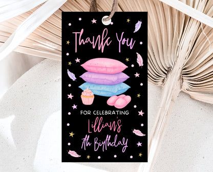 Editable Slumber Party Favor Tag Thank You Gift Tag Spa Sleepover Glamping Theme Tween Teen Printable Template Instant Download GBP53