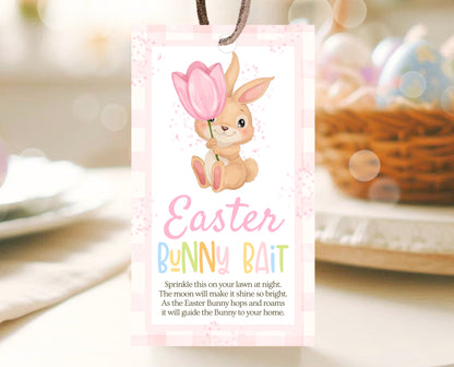 Editable Easter Bunny Bait Tag, Easter Bunny Food Tag, Easter Basket Party Favor Tag, Easter Classroom Gift Tag, Pink Tag, Instant Download,