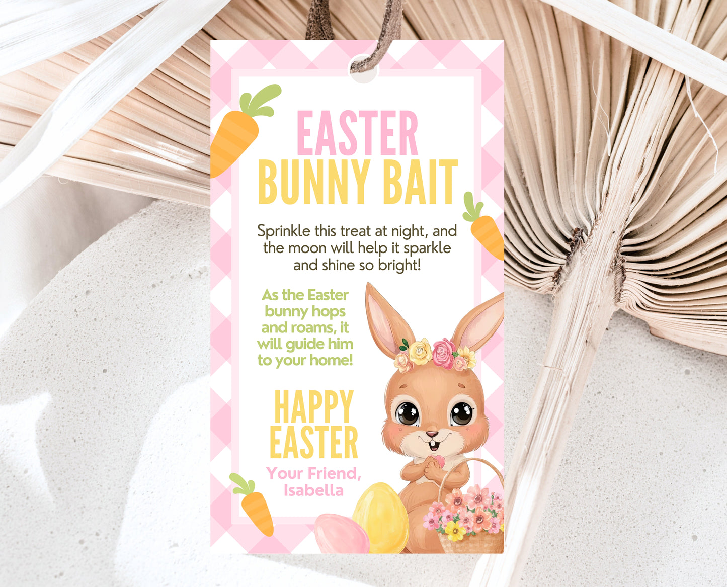 Editable Easter Bunny Bait Tag, Easter Bunny Food Tag, Easter Basket Party Favor Tag, Easter Classroom Gift Tag, Pink Tag, Instant Download