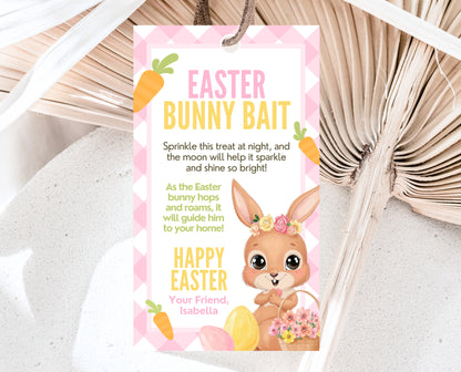 Editable Easter Bunny Bait Tag, Easter Bunny Food Tag, Easter Basket Party Favor Tag, Easter Classroom Gift Tag, Pink Tag, Instant Download