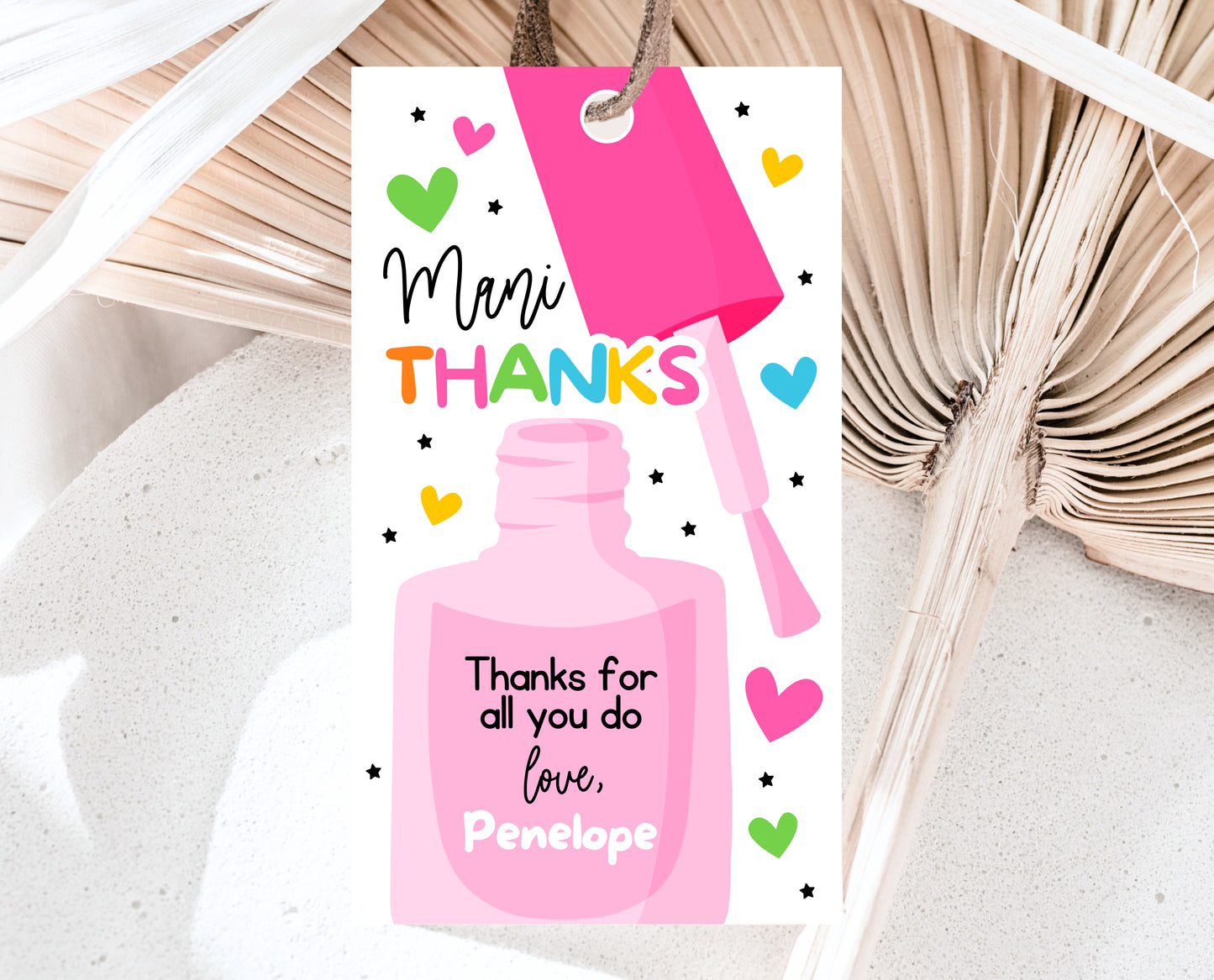 Editable Nail Polish Appreciation Gift Tag, Printable Mani Thanks Teacher Staff Favor Tag, Editable Manicure Thank You Tag, Instant Download