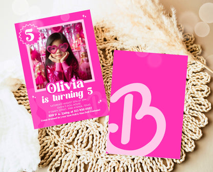 Editable Doll Box Birthday Invitation, Girl Glam Invite, Doll Birthday Invitation, Hot Pink Fashion Invite, Girl Pink Birthday Invite, GBP16