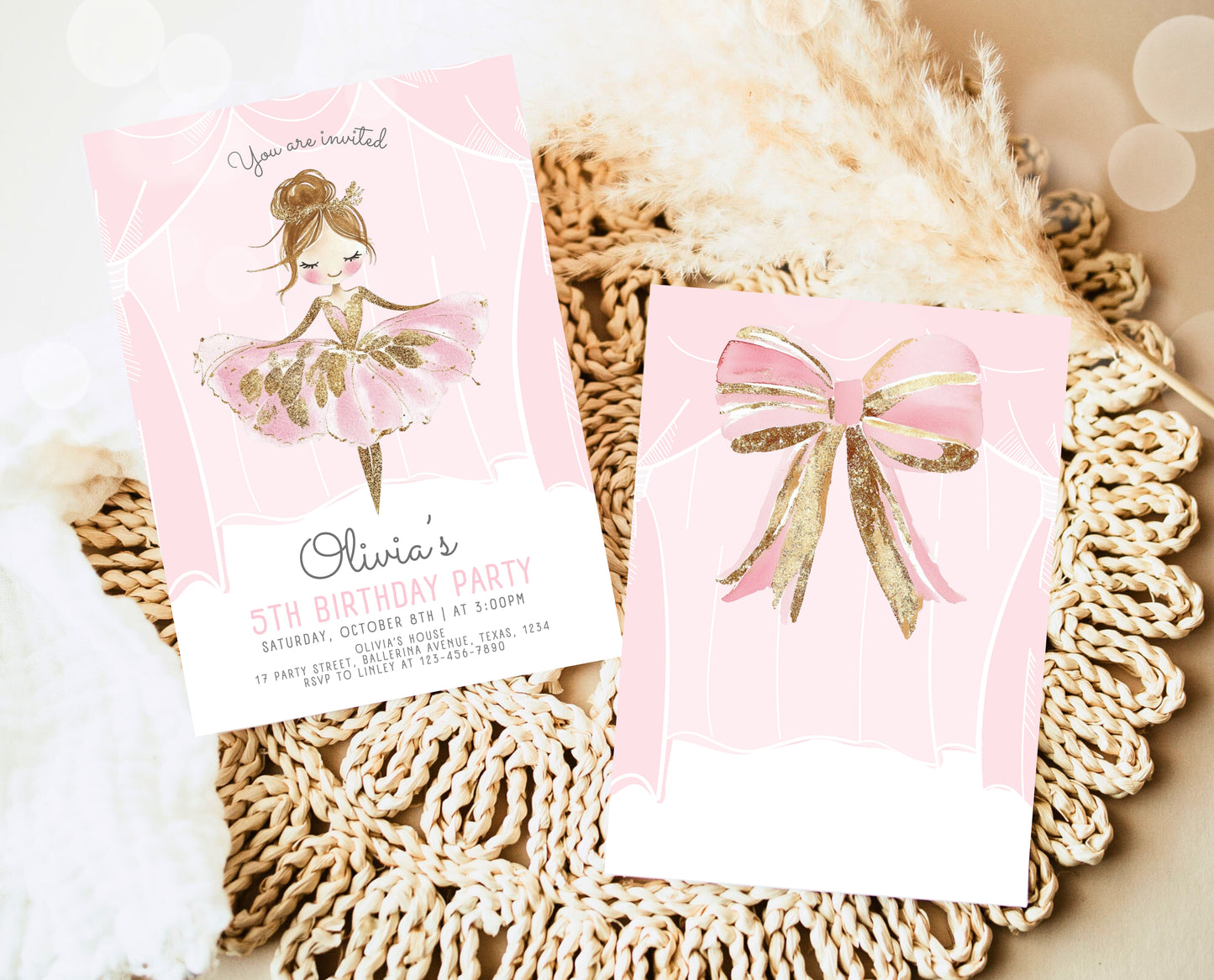 Editable Ballerina Birthday Invitation, Pink Ballet Birthday Invite, Ballet Dancer Party, Printable Ballet Invite, Instant Download, GBP49