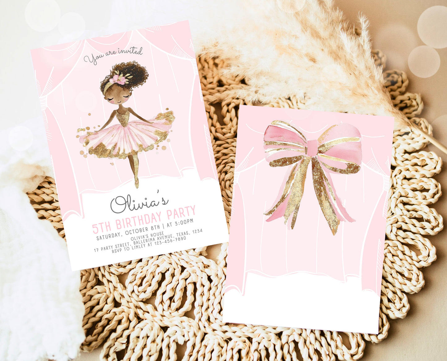 Editable Ballerina Birthday Invitation, Pink Ballet Birthday Invite, Ballet Dancer Party, Printable Ballet Invite, Instant Download, GBP49