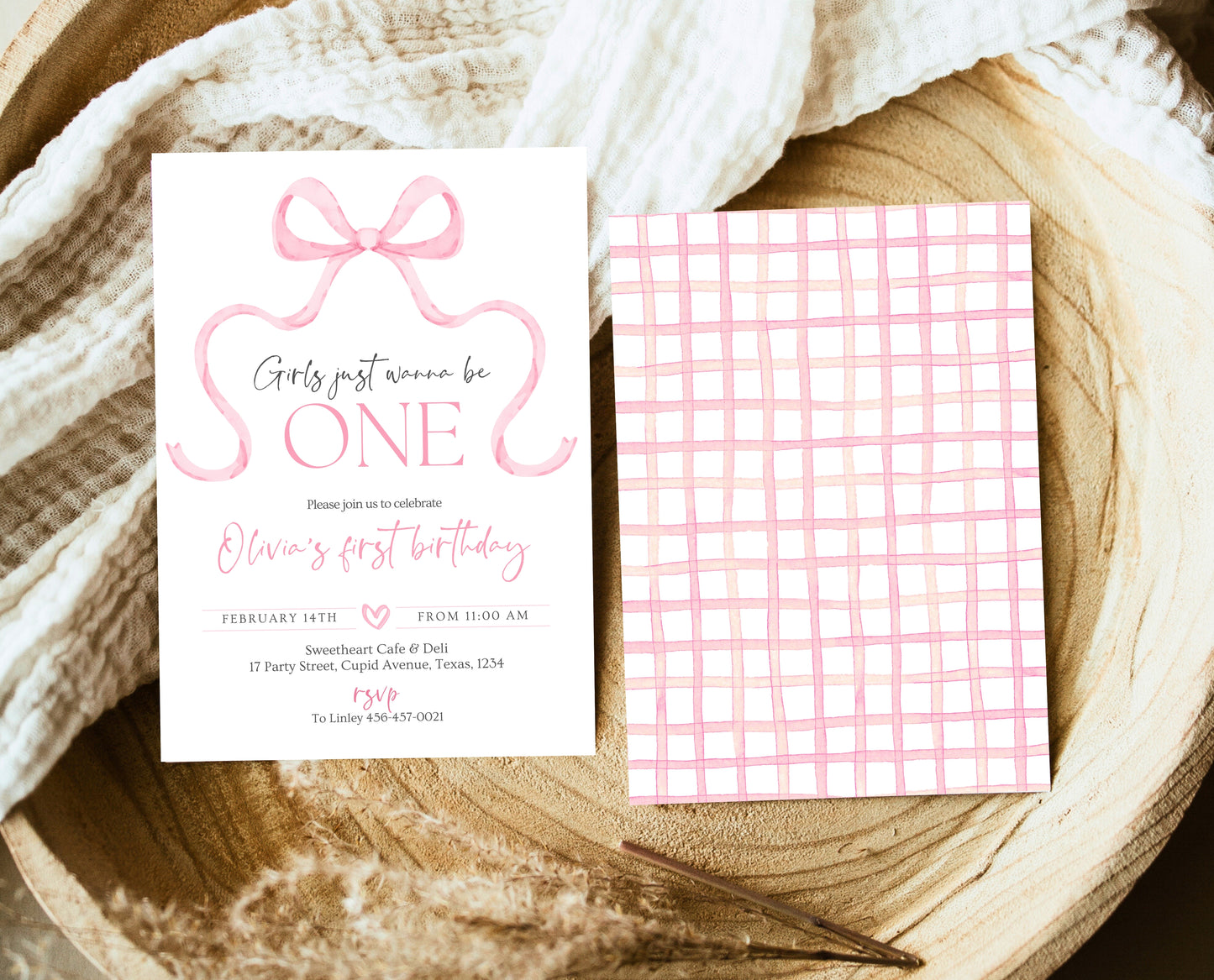 Editable Pink Bow Birthday Invitation, Girl First Birthday Printable, Pink Coquette Bow Invitation Birthday Girl Invite, Bow Invite, VDC12
