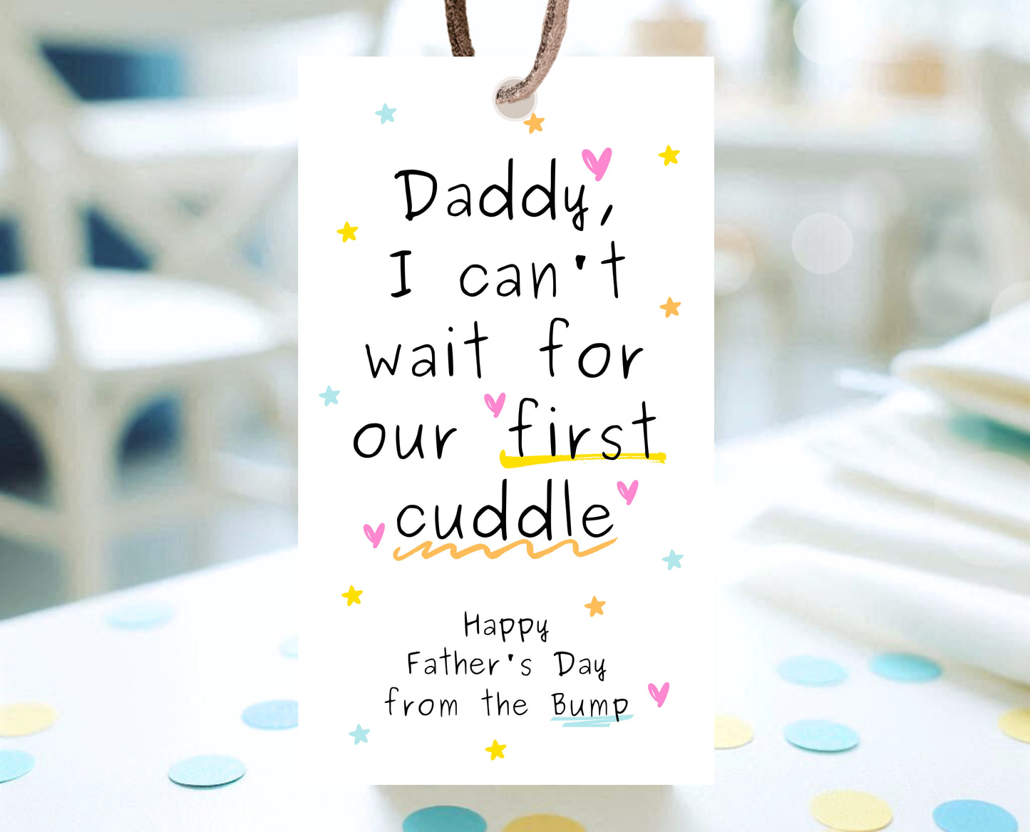 Editable From The Bump Father's Day Gift Tag, Printable I Can't Wait For Our First Cuddle Favor Tag, Fathers Day Gift Tag, Instant Download