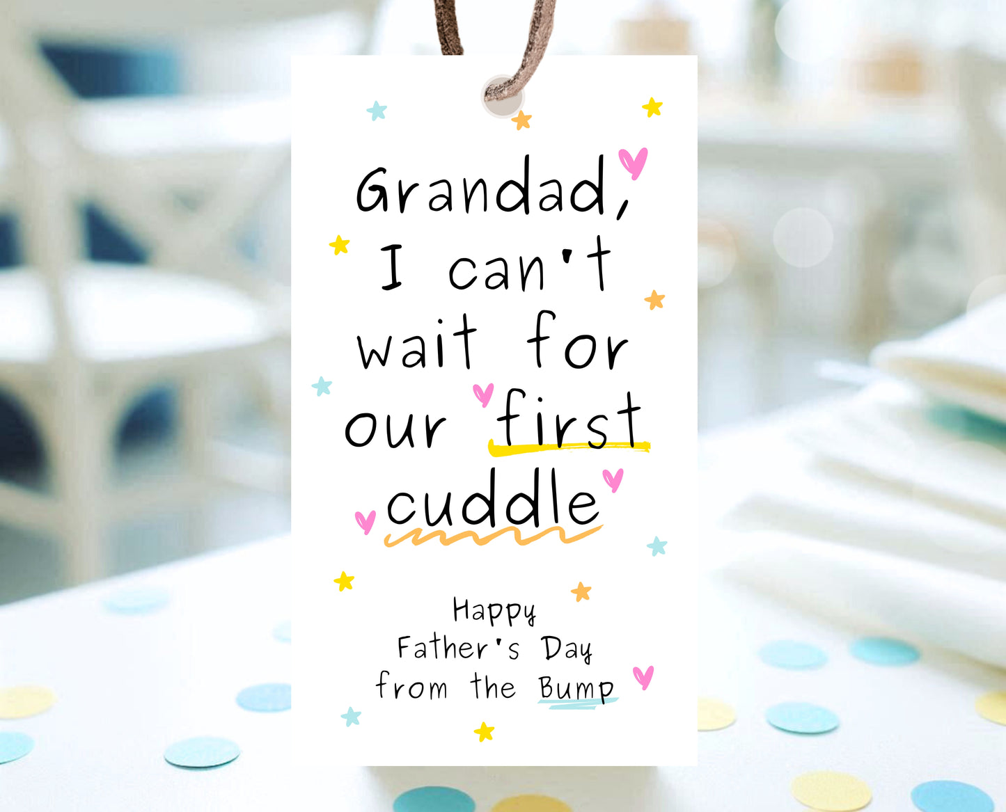 Editable From The Bump Grandad Father's Day Gift Tag, Printable I Can't Wait For Our First Cuddle Favor Tag, Dad Gift Tag, Instant Download