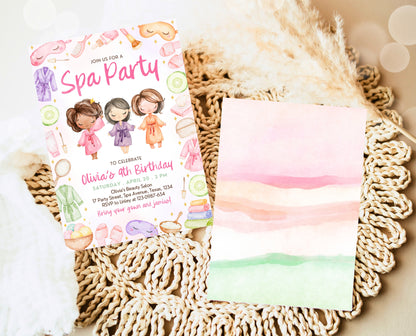 Editable Spa Birthday Invitation, Spa Party Invite, Pamper Birthday Invite, Pink Glam Party Invite, Spa Girls Birthday Invitation, GBP08
