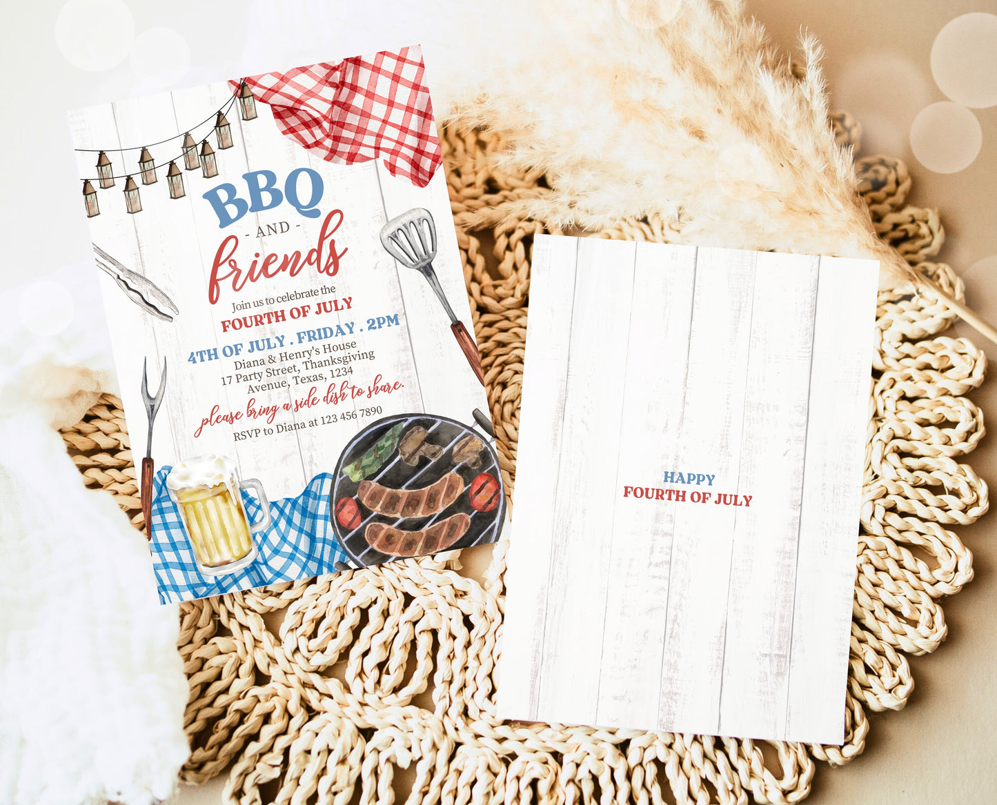 Editable 4th Of July BBQ Invitation, Independence Day BBQ Invite, American Barbeque Invitation, July 4th BBQ Invite, July Fourth Invitation
