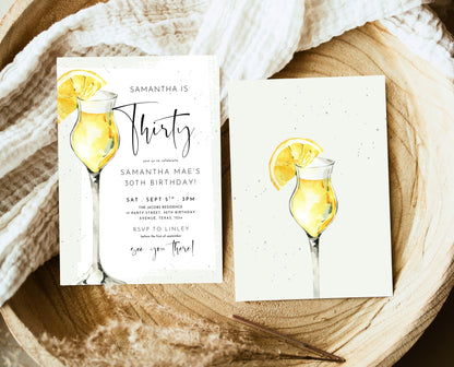Editable Citrus Cocktail Birthday Invitation Lemon Drink Party Sip Sip It's My Birthday Printable Invite Template Instant Download 30th