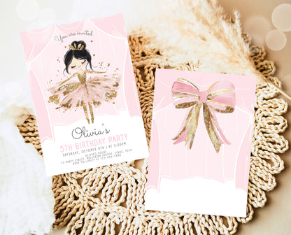 Editable Ballerina Birthday Invitation, Pink Ballet Birthday Invite, Ballet Dancer Party, Printable Ballet Invite, Instant Download, GBP49
