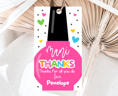 Editable Nail Polish Appreciation Gift Tag, Printable Mani Thanks Teacher Staff Favor Tag, Editable Manicure Thank You Tag, Instant Download