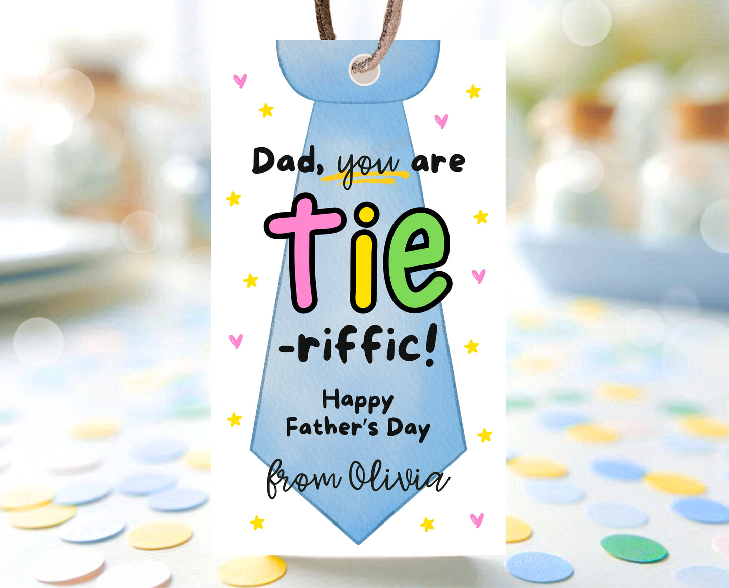 Editable Father's Day Tie Gift Tag, Printable You Are Tie-riffic Favor Tag, Fun Tag for Dad, Suit Tie Fathers Day Gift Tag, Instant Download