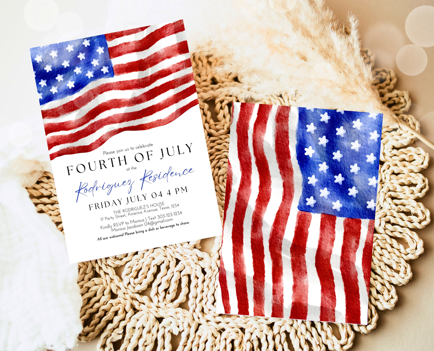 Editable 4th Of July Invitation, Independence Day Invitation, American Barbeque Invitation, July 4th BBQ Invite, Modern July Fourth Invite