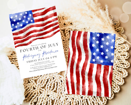 Editable 4th Of July Invitation, Independence Day Invitation, American Barbeque Invitation, July 4th BBQ Invite, Modern July Fourth Invite