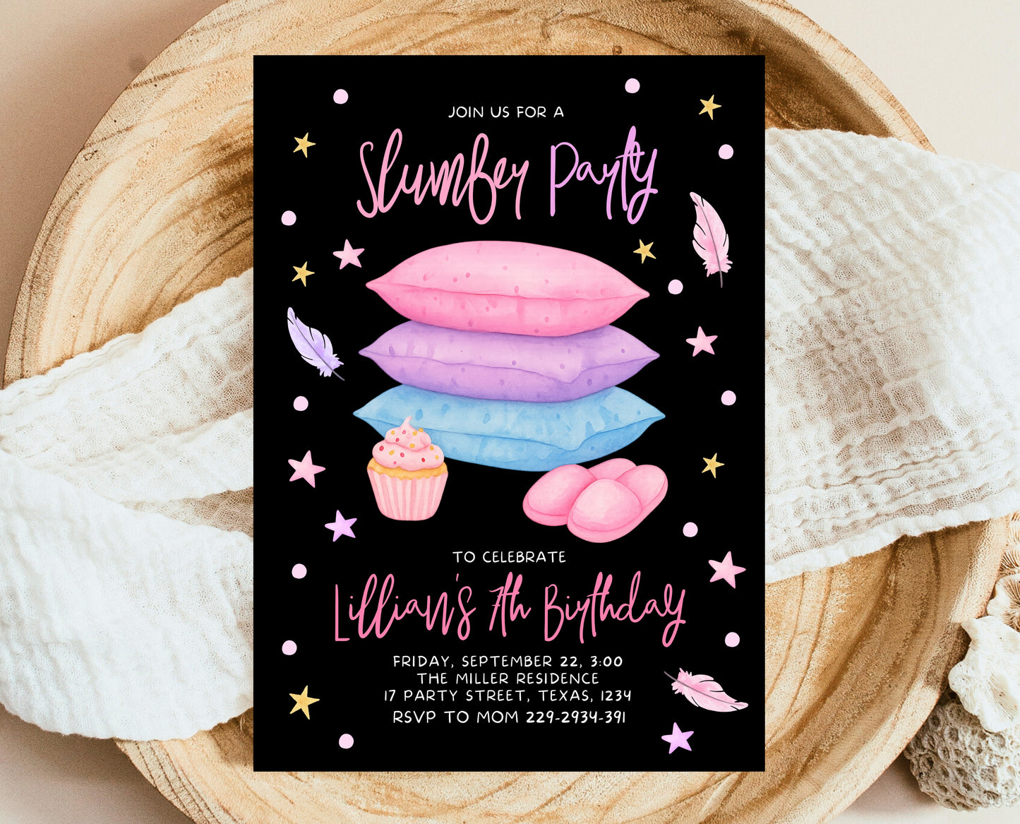 Editable Slumber Birthday Invitation Pink Glamping Spa Sleepover Party Movie Night Tween Teen Printable Template Instant Download GBP53