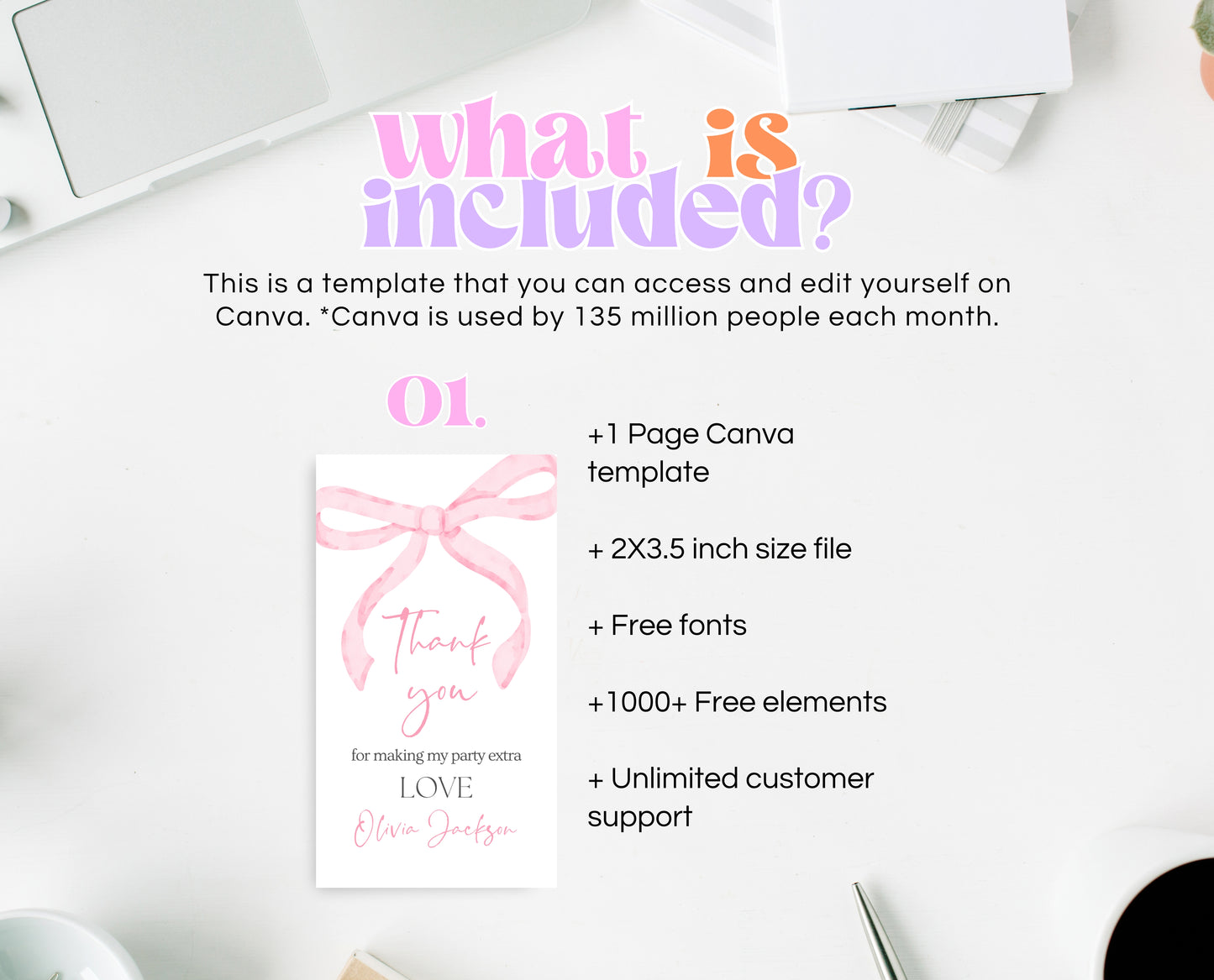 Editable Pink Bow Birthday Favor Tag, Girl First Birthday Printable, Pink Coquette Bow Girl Favor Gift Tag, Bow Tag, Instant Download, VDC12