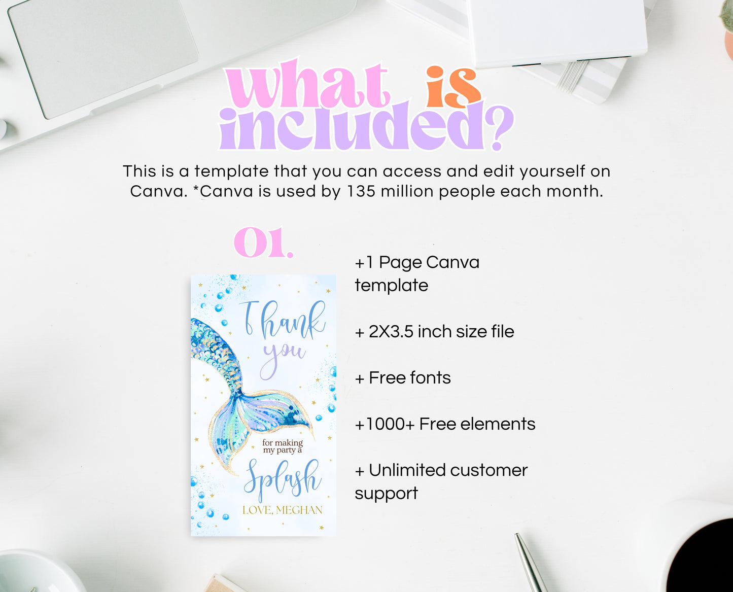 Editable Mermaid Tail Birthday Favor Tag, Under the Sea Birthday Thank You Tag, Birthday Template, Blue And Gold Glitter Mermaid Tag, GBP12