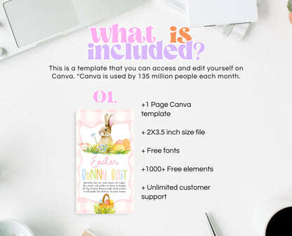 Editable Easter Bunny Bait Tag, Easter Bunny Food Tag, Easter Basket Party Favor Tag, Easter Classroom Gift Tag, Instant Download, EPC13