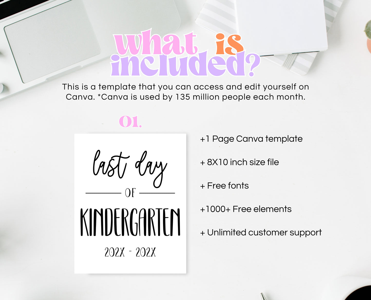 Editable First Day of Kindergarten Sign, Printable Simple Kindergarten Sign, Minimalist Modern Starting Kindergarten Sign, Instant Download