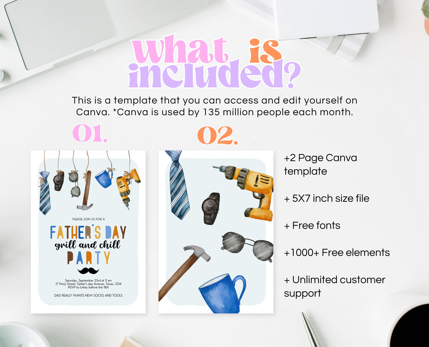 Editable Father's Day Invitation, Printable Minimalist Fathers Day Invitation, Fathers Day BBQ Invite, Father's Day Invite, Instant Download