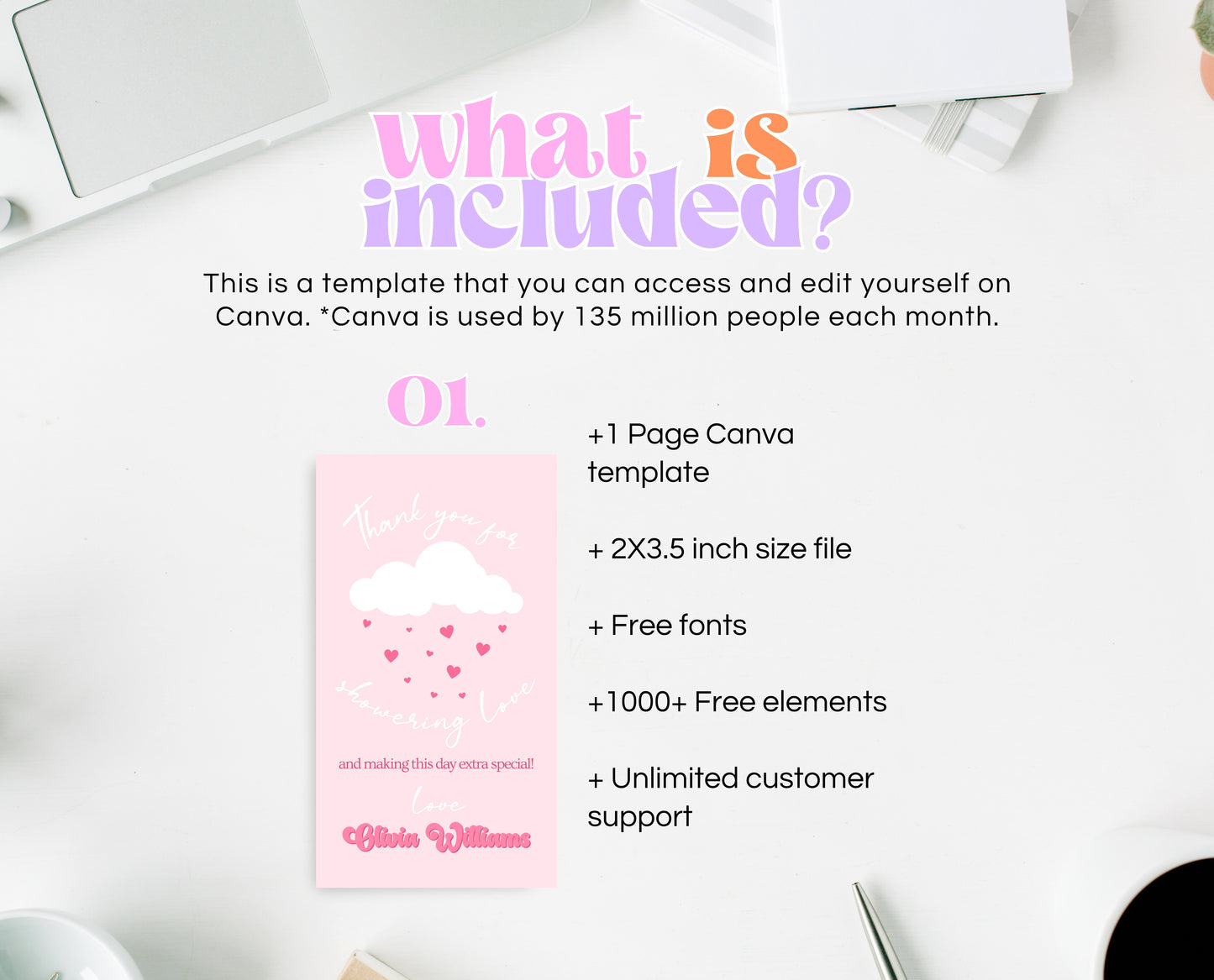 Editable Valentine Baby Shower Favor Tag, Showered With Love Baby Shower tag, Pink Cloud Hearts Baby Shower Thank You Tag, Download, VDC11