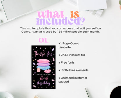 Editable Slumber Party Favor Tag Thank You Gift Tag Spa Sleepover Glamping Theme Tween Teen Printable Template Instant Download GBP53