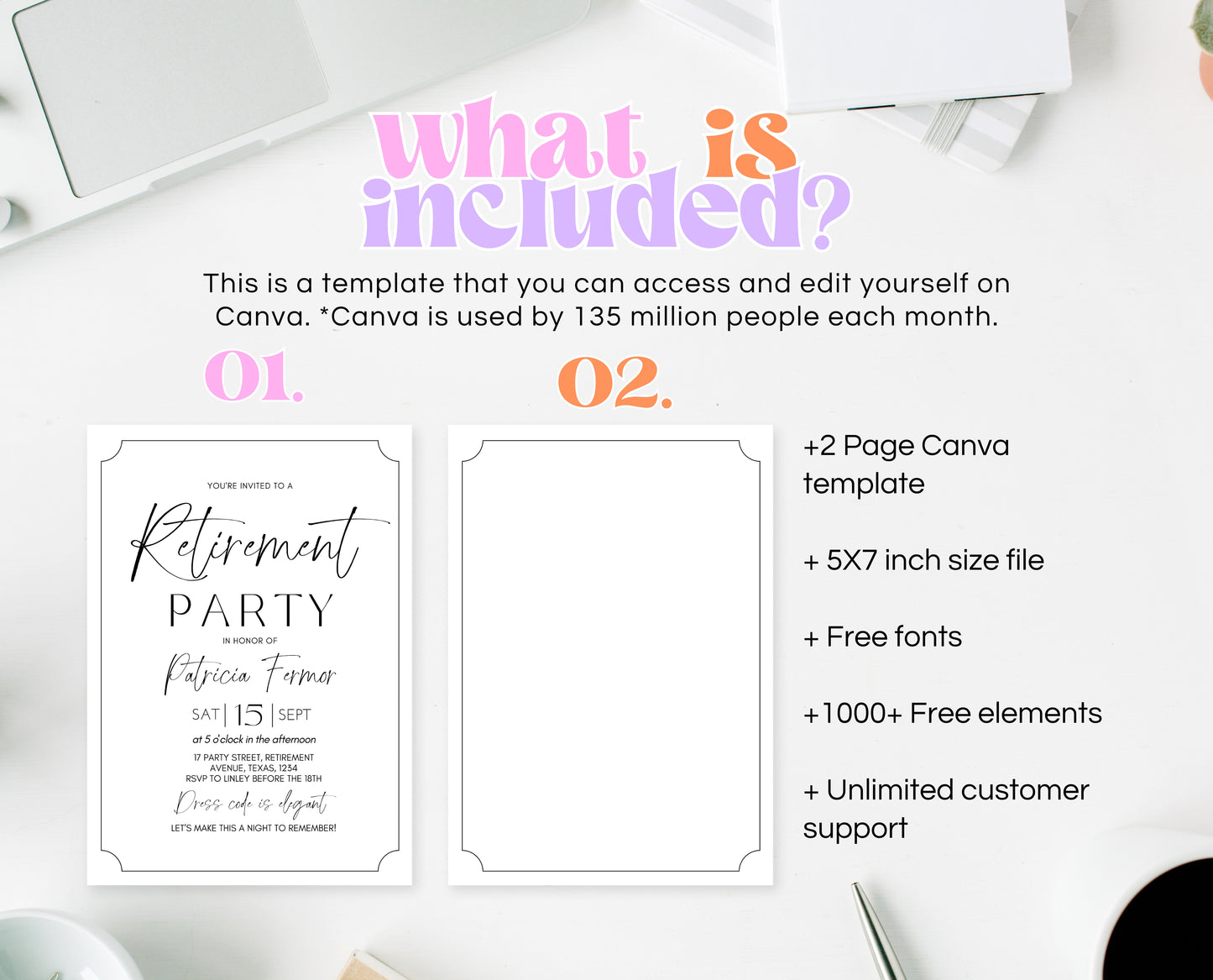 Editable Retirement Party Invitation, Retirement Invitation, Modern Retirement Invite, Minimalist Retirement Party Invite, Instant Download