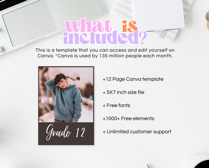 Editable Graduation Milestone Photo Banner, Graduation Photo Banner, High School Graduation Banner, Grad Party Decor, Instant Download, GP01