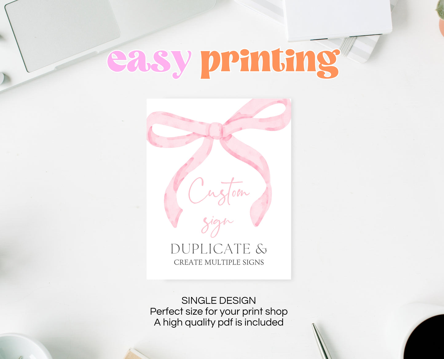 Editable Pink Bow Baby Shower Custom Sign, Girl First Baby Shower Printable, Pink Coquette Bow Girl Fully Editable Sign, Bow Decor, VDC12