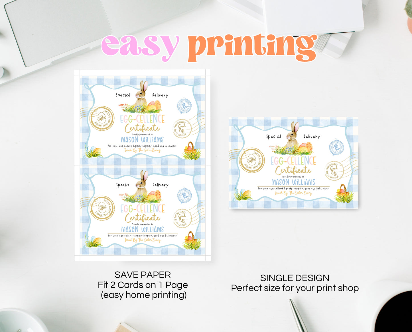 Editable Easter Bunny Certificate, Egg-Cellence Certificate Letter From The Easter Bunny, Easter Basket Letter, Instant Download, EPC14