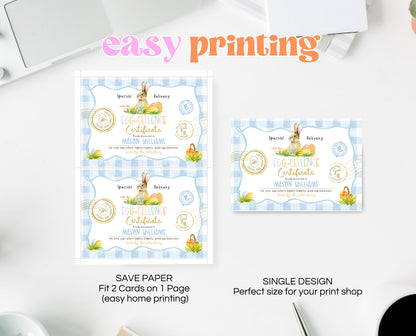 Editable Easter Bunny Certificate, Egg-Cellence Certificate Letter From The Easter Bunny, Easter Basket Letter, Instant Download, EPC14