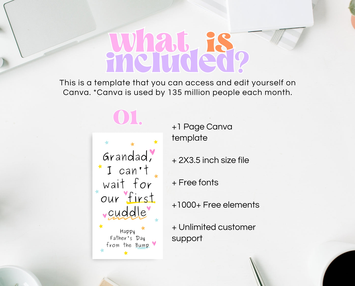 Editable From The Bump Grandad Father's Day Gift Tag, Printable I Can't Wait For Our First Cuddle Favor Tag, Dad Gift Tag, Instant Download