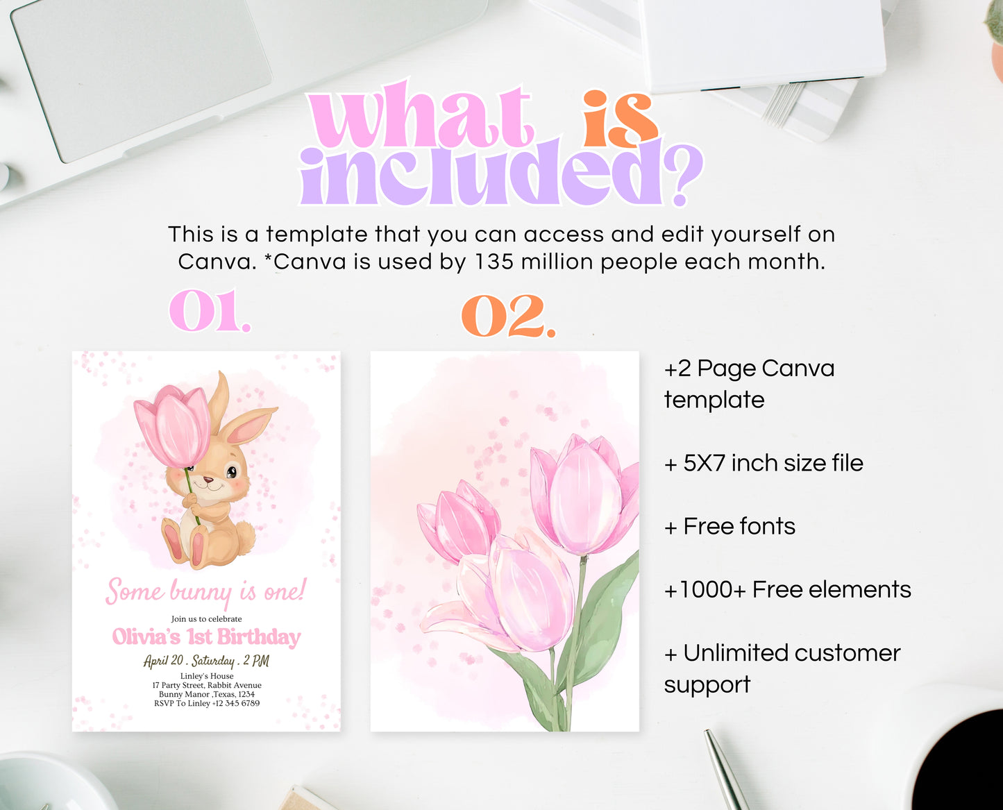 Editable Bunny Birthday Invitation, Some Bunny 1st Birthday Party, Hop On Over Bunny Birthday, Spring Birthday Rabbit Birthday Invite, EPC15