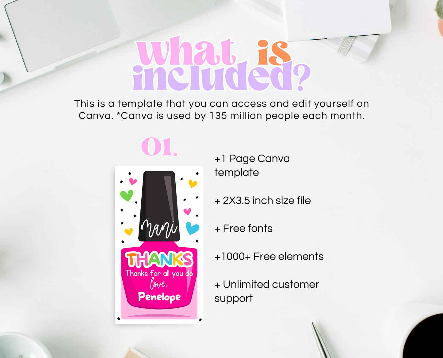 Editable Nail Polish Appreciation Gift Tag, Printable Mani Thanks Teacher Staff Favor Tag, Editable Manicure Thank You Tag, Instant Download