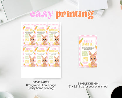 Editable Easter Bunny Bait Tag, Easter Bunny Food Tag, Easter Basket Party Favor Tag, Easter Classroom Gift Tag, Pink Tag, Instant Download