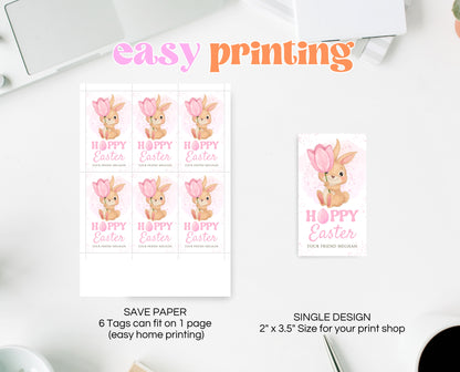Editable Happy Easter Gift Tag, Hoppy Easter Gift Tag, Easter Friend Tag, Teacher Classroom Tag, Easter Treat Gift Tag, Instant Download