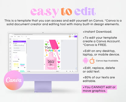 Editable Nail Polish Appreciation Gift Tag, Printable Mani Thanks Teacher Staff Favor Tag, Editable Manicure Thank You Tag, Instant Download