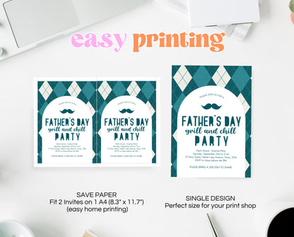 Editable Father's Day Invitation, Printable Minimalist Fathers Day Invitation, Fathers Day BBQ Invite, Father's Day Invite, Instant Download